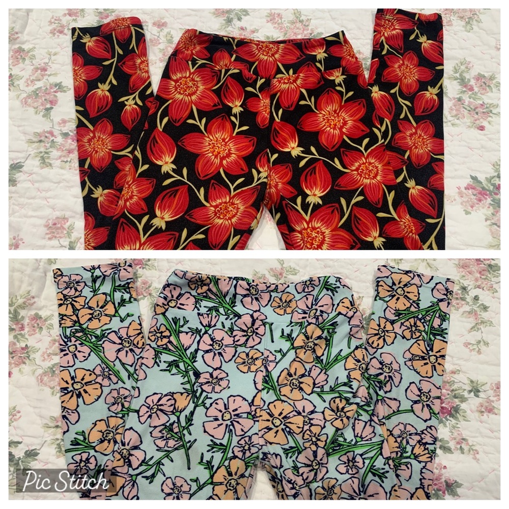 Two LulaRoe girls leggings L/XL (two)